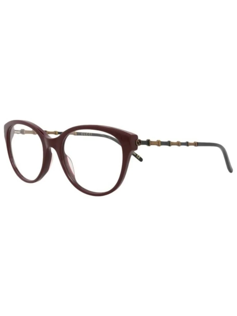 New Gucci Womens Cat Eye Burgundy Gold Transparent Fashion Designer Eyeglasses